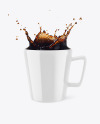 Glossy Mug w/ Coffee Splash Mockup