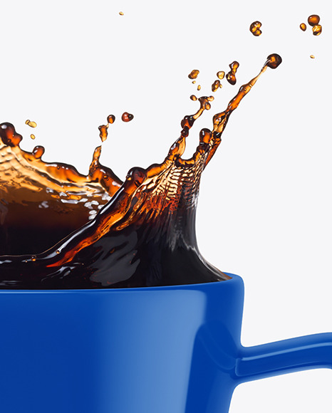 Glossy Mug w/ Coffee Splash Mockup