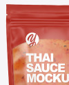 Frosted Plastic Pouch w/ Sweet Chili Thai Sauce Mockup