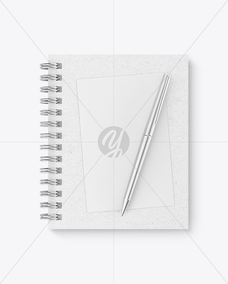 Kraft Paper Notebook with Writing Pen Mockup