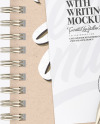 Kraft Paper Notebook with Writing Pen Mockup