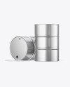 Metallic Oil Barrels Mockup