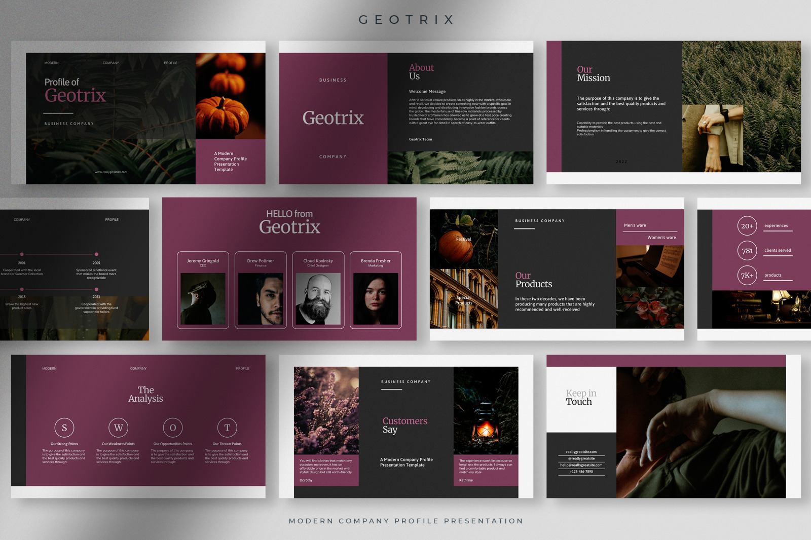 Geotrix - Grape Juice Modern Company Profile Presentation Geotrix - Grape Juice Modern Company Profile Presentation