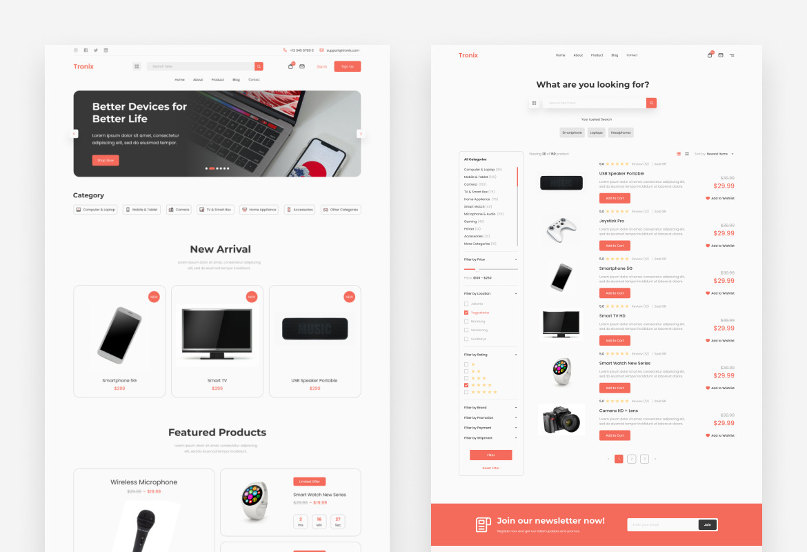 Tronix - Clean Electronic E-Commerce Website Tronix - Clean Electronic E-Commerce Website