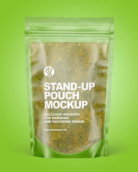 Frosted Plastic Pouch w/ Spicy Herbs Sauce Mockup