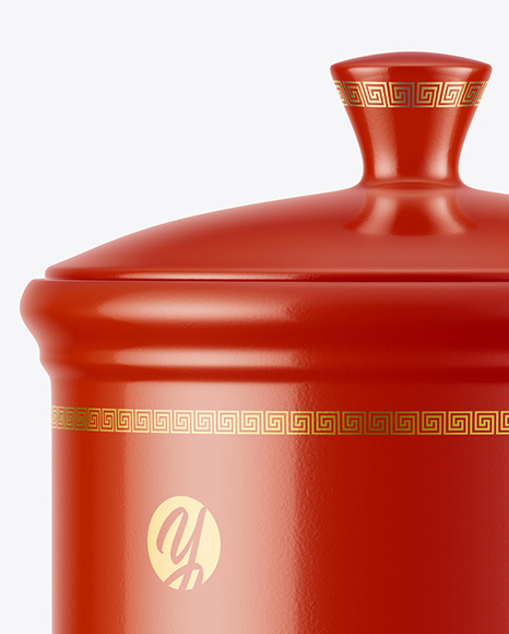 Glossy Ceramic Storage Jar Mockup