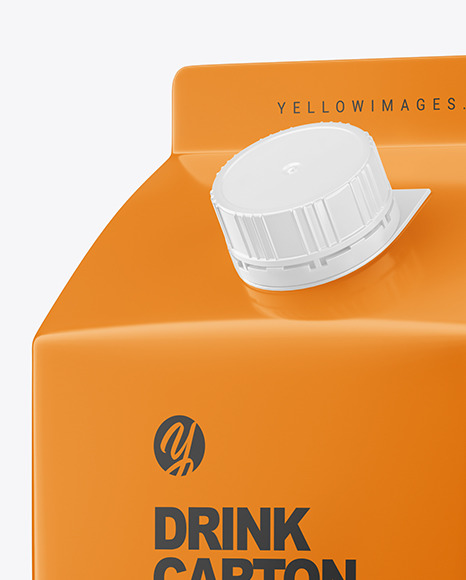 Glossy Drink Carton Pack with Screw Cap Mockup