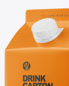 Glossy Drink Carton Pack with Screw Cap Mockup