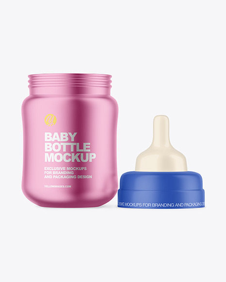 Matte Metallic Baby Bottle Mockup