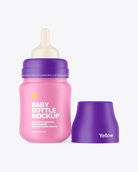 Matte Baby Bottle with Opened Cap Mockup