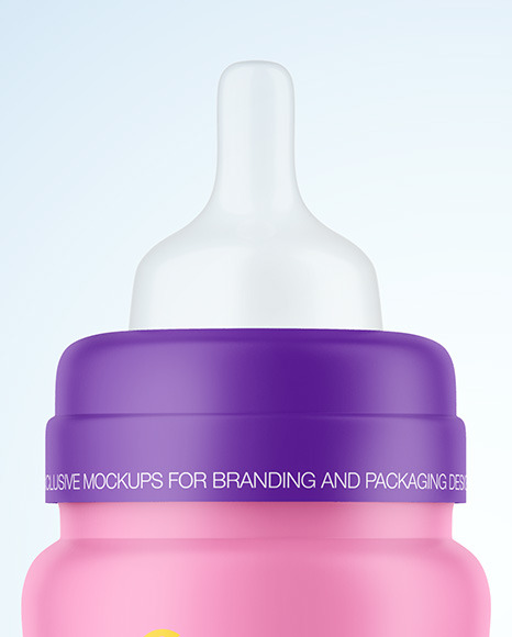 Matte Baby Bottle with Opened Cap Mockup