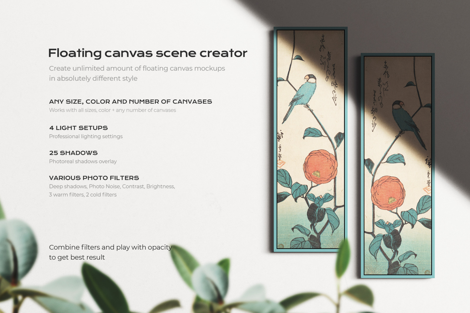 50 Floating canvas mockup bundle kit