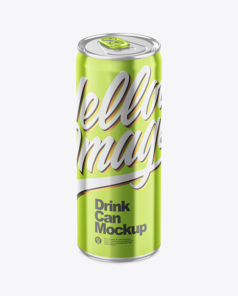 250ml Glossy Metallic Drink Can Mockup - 250ml can mockup