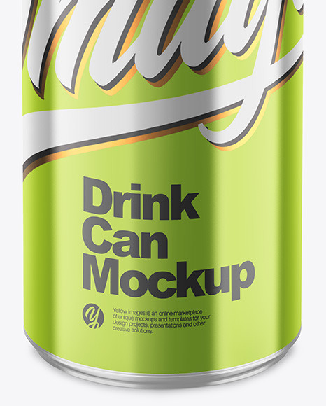 250ml Glossy Metallic Drink Can Mockup