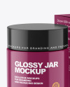 Glossy Cosmetic Jar with Paper Box Mockup