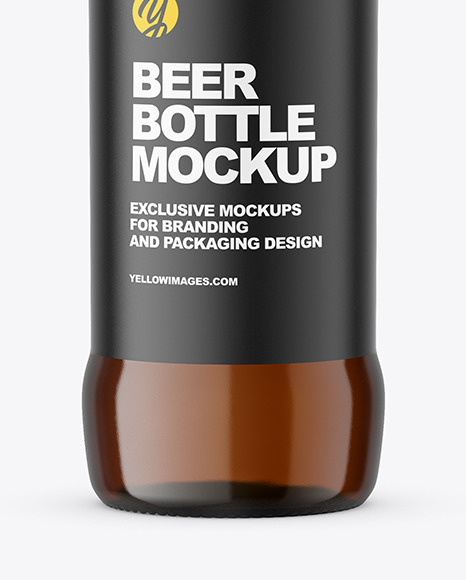 Amber Glass Beer Bottle Mockup