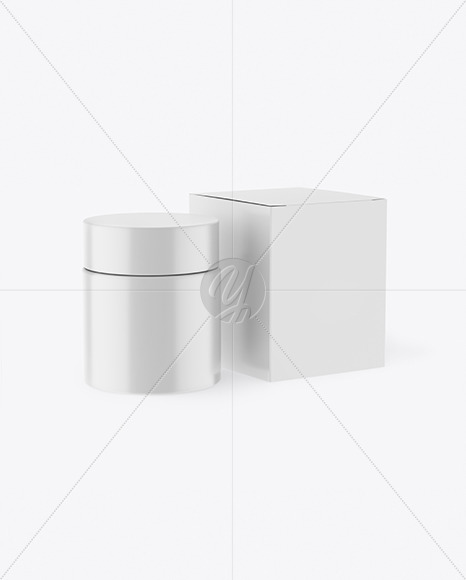 Matte Cosmetic Jar with Paper Box Mockup