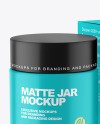 Matte Cosmetic Jar with Paper Box Mockup