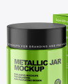 Metallic Cosmetic Jar with Paper Box Mockup