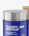 Glossy Cosmetic Jar with Kraft Paper Box Mockup