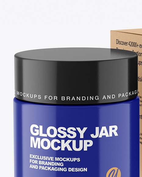 Glossy Cosmetic Jar with Kraft Paper Box Mockup