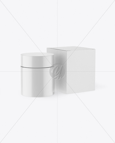 Matte Cosmetic Jar with Kraft Paper Box Mockup