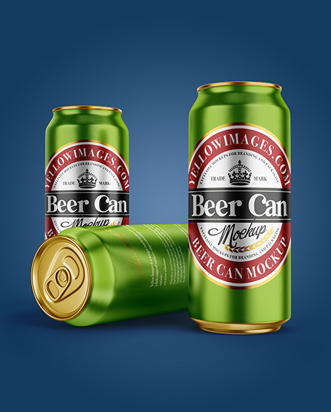 Three Aluminium Drink Cans Mockup