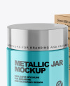 Metallic Cosmetic Jar with Kraft Paper Box Mockup