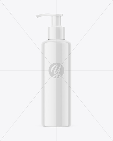 Glossy Plastic Bottle with Pump Mockup