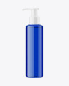 Blue Plastic Bottle with Pump Mockup