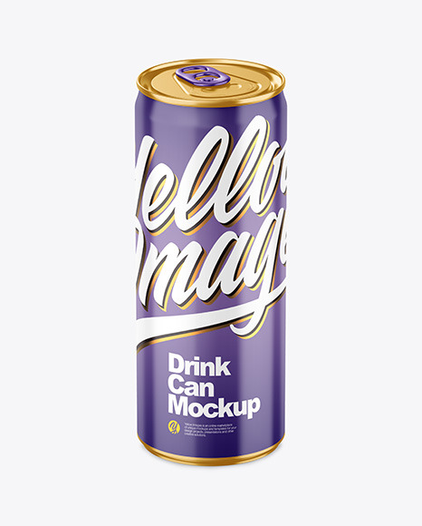 250ml Metallic Drink Can w/ Glossy Finish Mockup