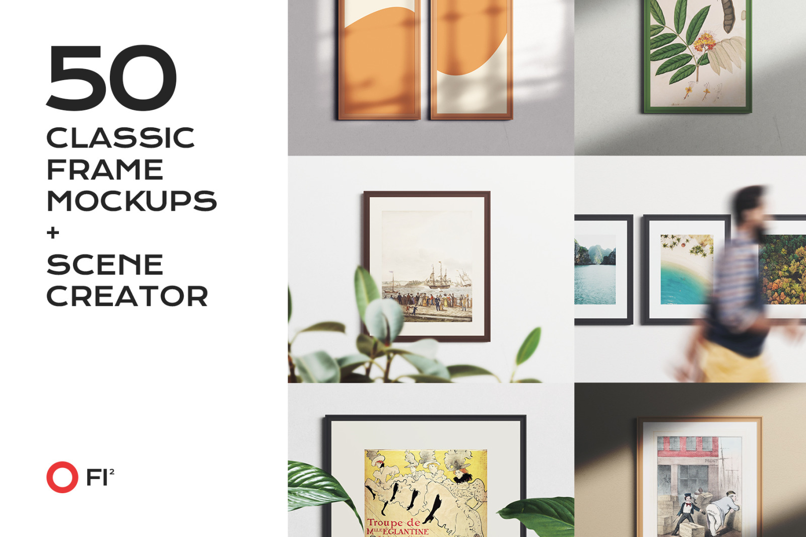 50 classic frame mockup bundle creator kit