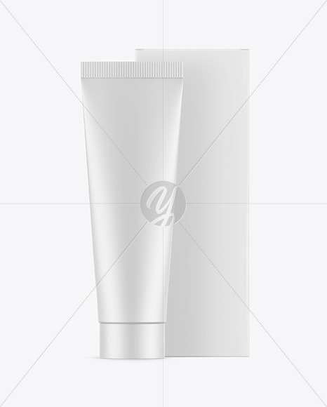 Matte Cosmetic Tube w/ Box Mockup