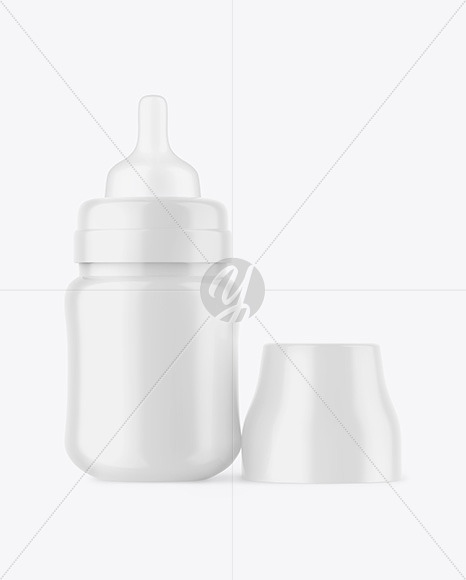 Glossy Baby Bottle with Opened Cap Mockup