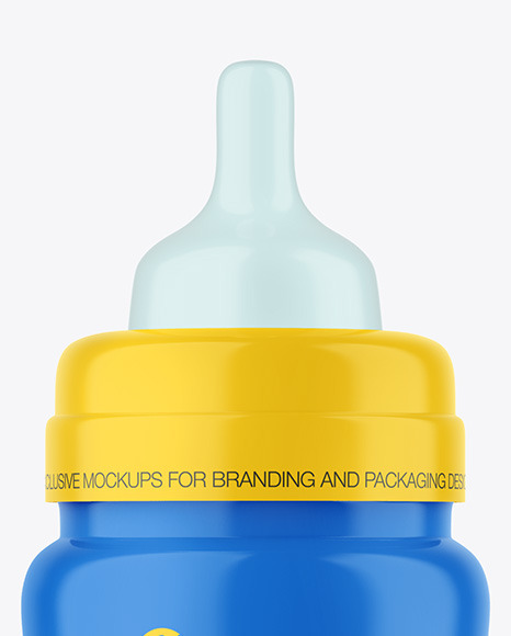 Glossy Baby Bottle with Opened Cap Mockup