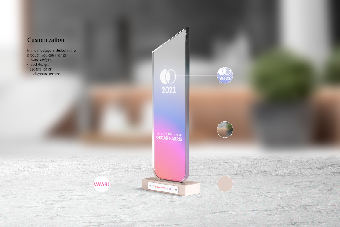 Glass Award Mockups Glass Award Mockups