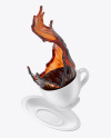 Ceramic Coffee Cup and Saucer w/ Splash Mockup