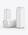 Three Aluminium Drink Cans With Glossy Finish Mockup