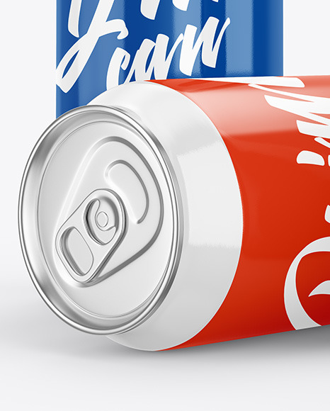 Three Aluminium Drink Cans With Glossy Finish Mockup