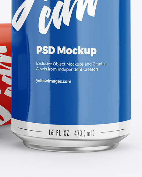 Three Aluminium Drink Cans With Glossy Finish Mockup