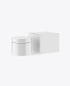 Glossy Cosmetic Jar with Paper Box Mockup