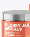 Glossy Cosmetic Jar with Paper Box Mockup