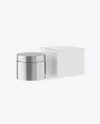 Metallic Cosmetic Jar with Paper Box Mockup