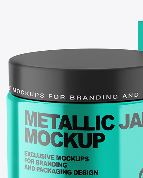 Metallic Cosmetic Jar with Paper Box Mockup