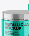 Metallic Cosmetic Jar with Paper Box Mockup