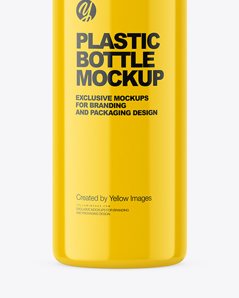 Glossy Plastic Bottle with Pump Mockup