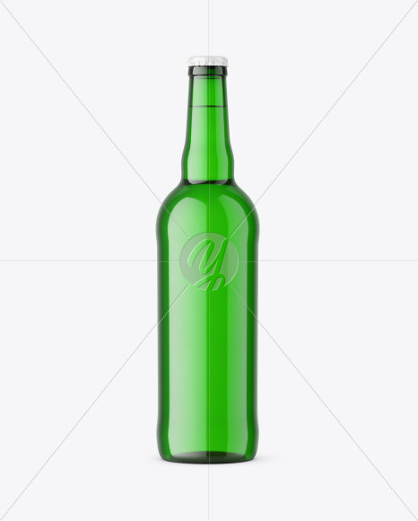 Green Glass Beer Bottle Mockup