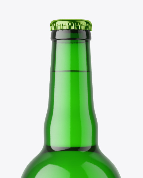 Green Glass Beer Bottle Mockup