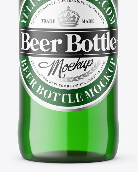 Green Glass Beer Bottle Mockup