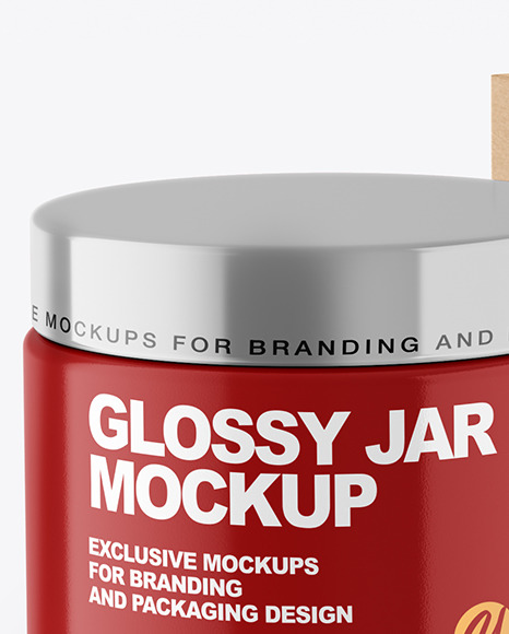 Glossy Cosmetic Jar with Kraft Paper Box Mockup